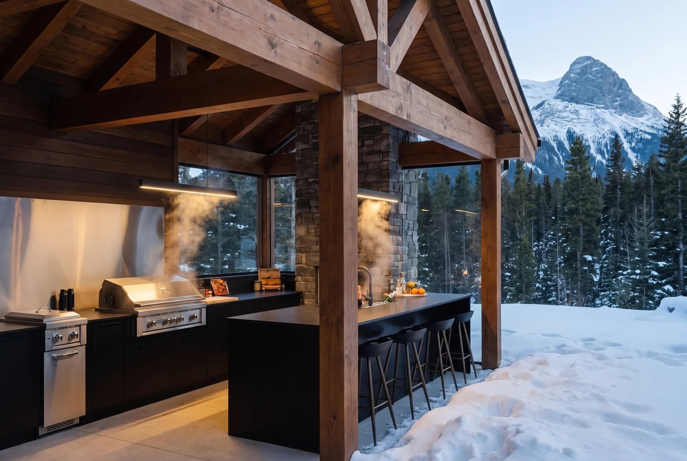 Rendering — solid roof, february in Alberta
