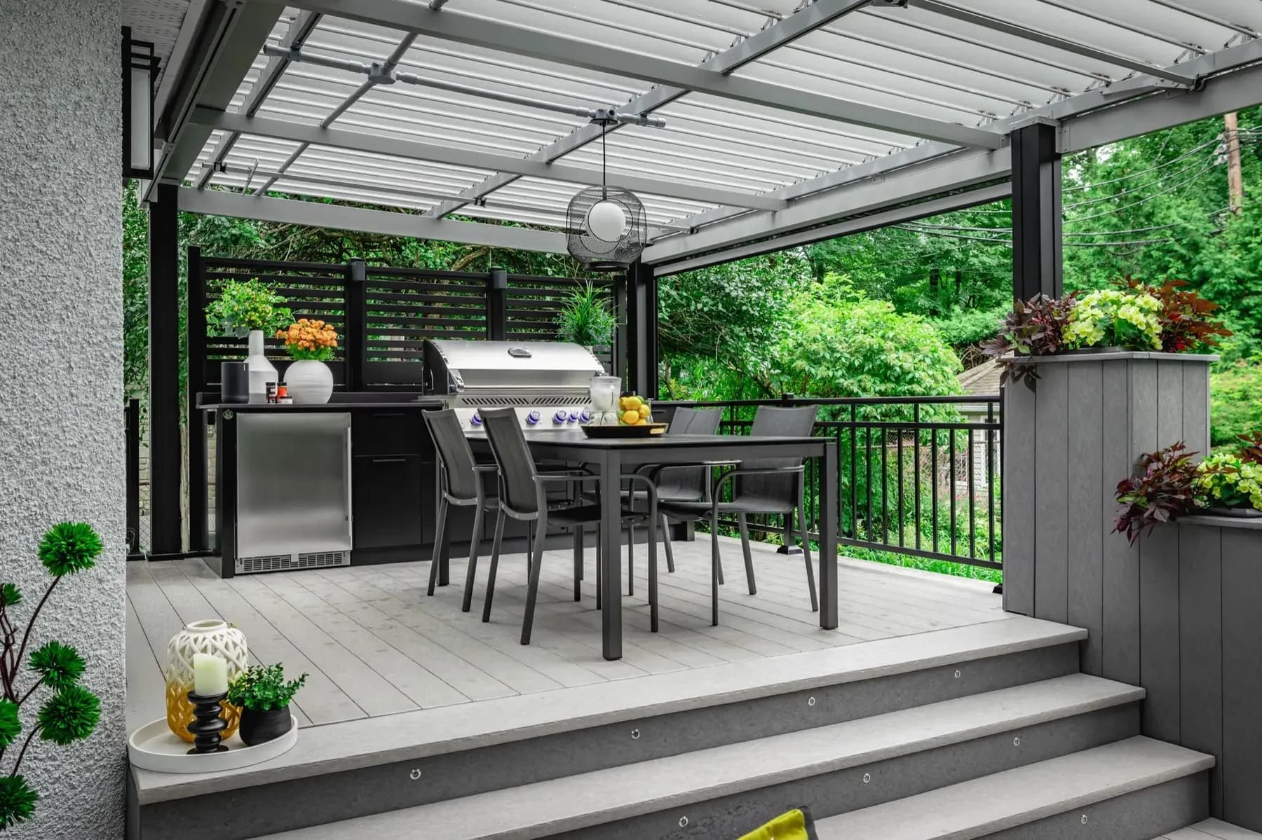 The covered terrace — the kitchen in use